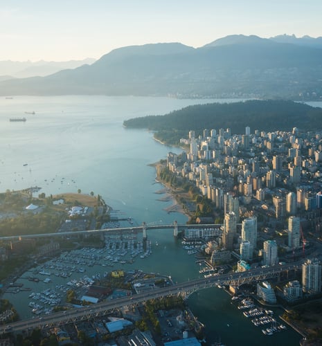 Aerial view of False Creek in Vancouver, British Columbia.