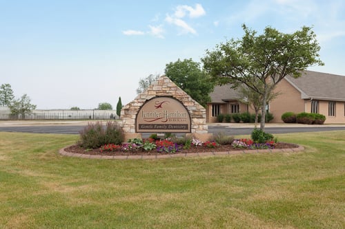 Office sign in the lawn