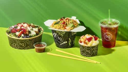 Ginger Scallion Soy Stir-fry with a salad and honeybar dessert