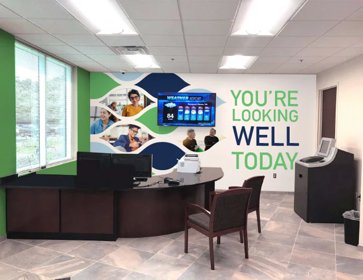 Interior photo of BayPort branch lobby