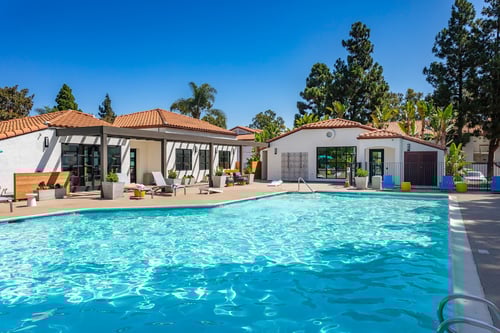 Swimming Pool at La Jolla Blue Apartments, San Diego