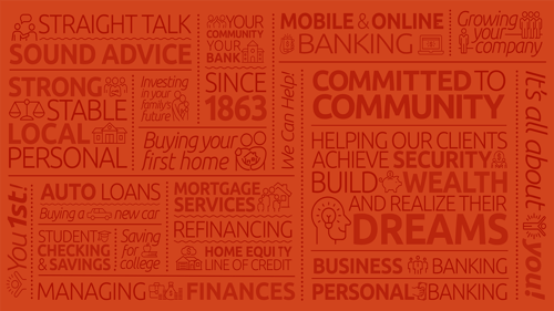 18th Source Bank brand image featuring imagery about financial guidance, home buying, community support, and personalized service.