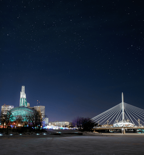 Winnipeg skyline at night.