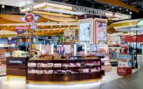 Charlotte Tilbury Beauty Counter at Luton Airport Terminal