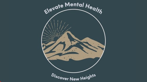 Drawing of a mountain with Elevate Mental Health over it