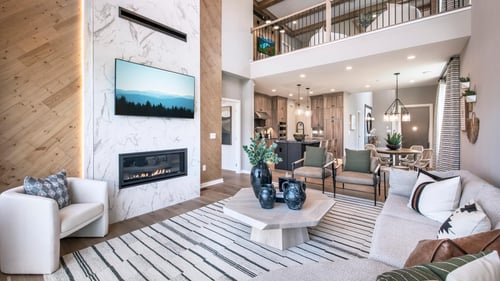 Soaring 2-story great rooms in the Carriages Colllection
