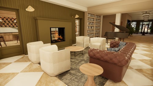 Residences at Huron - Stylish Living Room Showcasing a Fireplace