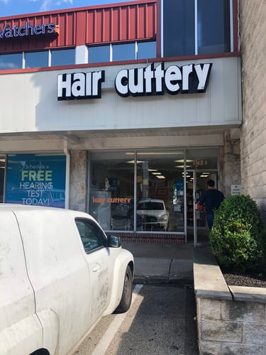 The front entrance of Hair Cuttery at Stoney Creek Shopping Center.