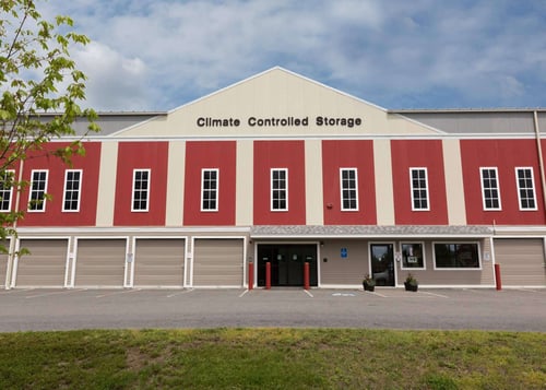 Front view of Littleton Storage Solutions self-storage facility with packing supplies