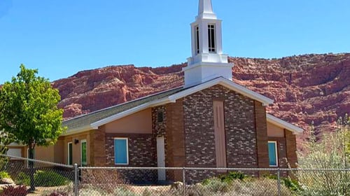 The Church of Jesus Christ of Latter-day Saints meetinghouse in Bitter Springs, Arizona, where members gather for worship and service