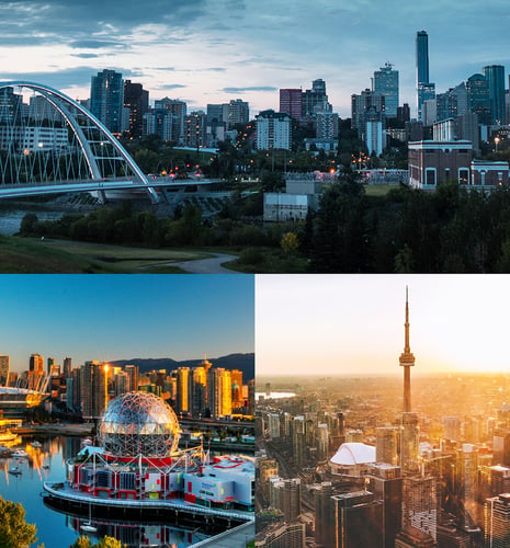 photo of edmonton, vancouver, and toronto