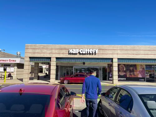 The front entrance of Hair Cuttery at Roosevelt Mall.