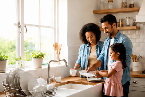 Family enjoying life in their home. Keep Life Flowing.