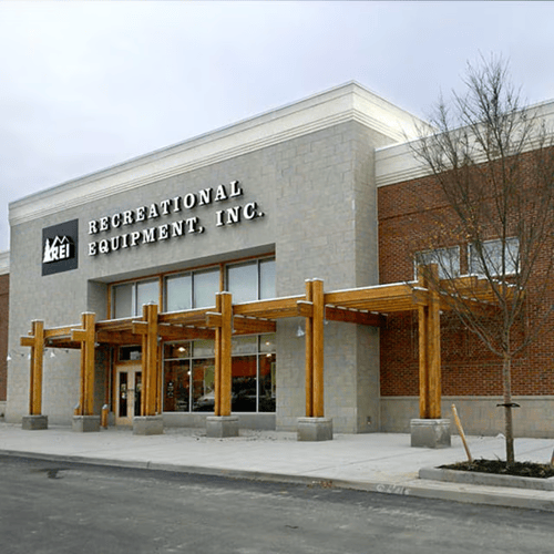The front of the REI store in Glen Allen, Virginia
