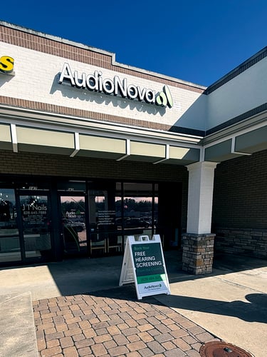 Exterior photo of the AudioNova hearing clinic building in Weaverville, NC
