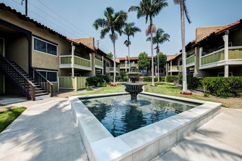 Outdoors Landscape with Fountain at Newport Bay Terrace in Newport Beach, CA 92660