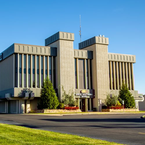 Outside of Great Southern Bank building.
