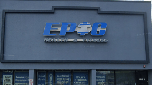 Epic Health & Fitness Spring Hill exterior with signage and full parking lot entrance.