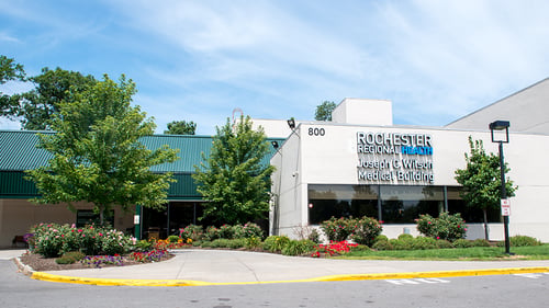 Exterior image of Rochester Regional Health Joseph C Wilson Medical Building which houses the Specialty Pharmacy