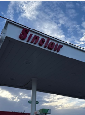 Sinclair gas station fueling island