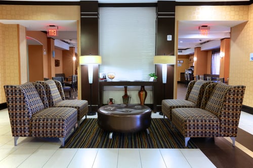 Relax in comfortable lobby seating.