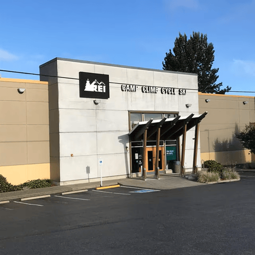 The front of the REI store in Tacoma, Washington