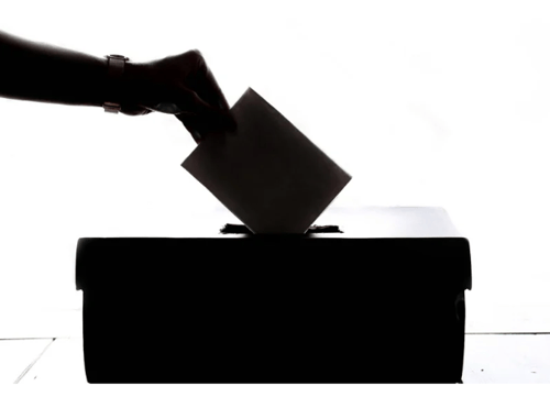 Ballot box photo in black and white
