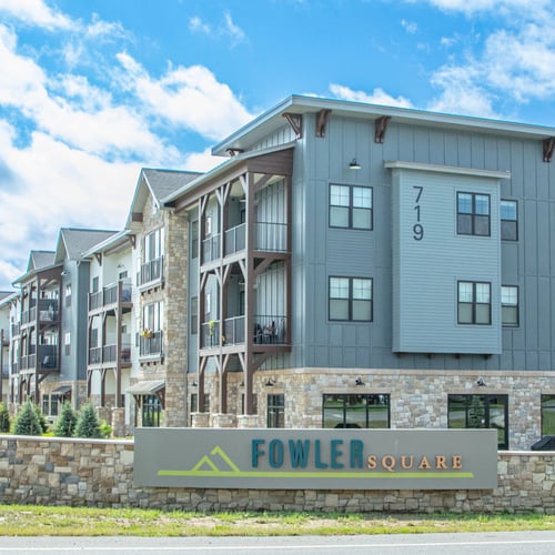 Exterior shot of Fowler Square