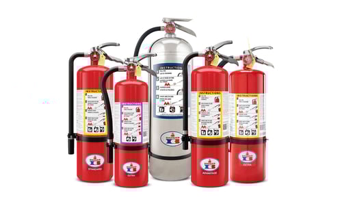 A group of Badger Fire Extinguishers