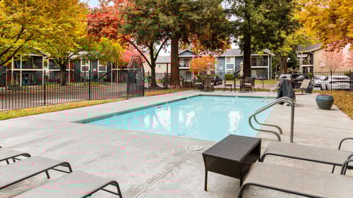 Pool With Sundecks at Redwood Cove Apartments, Chico California