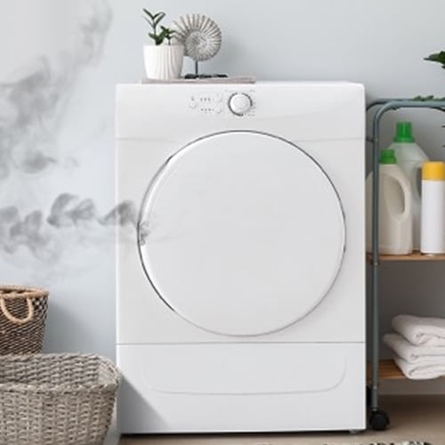 A picture of a dryer smoking.