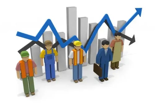 Labor workers with graph