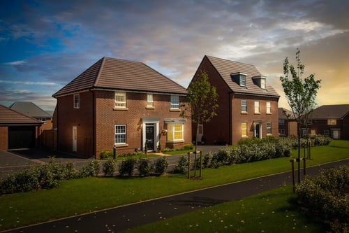 new homes dusk street scene