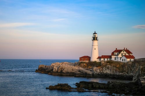 A lighthouse overlooking the coastline