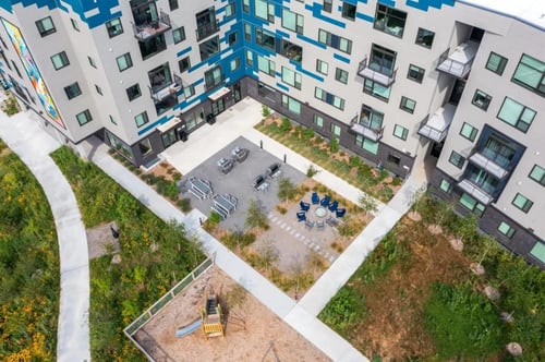 Aerial View at Zelia on Seven, St Louis Park, MN