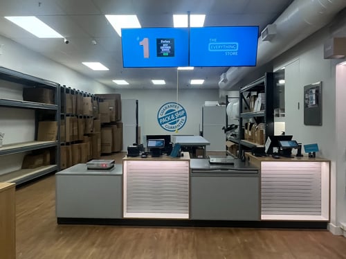 Interior view of The UPS Store #1053 in Lincoln Park Chicago offering shipping, packing, printing, and mailbox services.