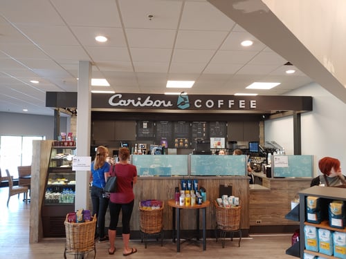Storefront of the Caribou Coffee at 851 Marketplace Drive in Waconia