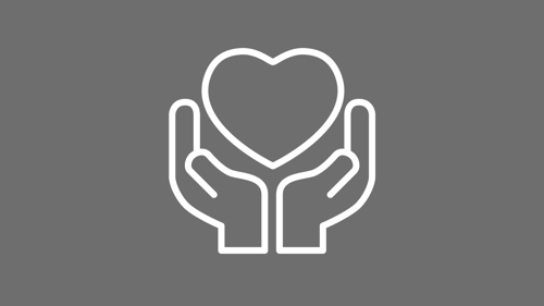 Hands holding a heart icon.