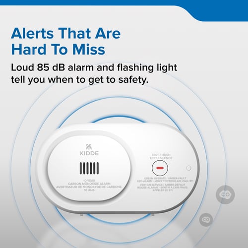 Alerts that are hard to miss- loud 85 decible alarm and flashing light tell you when to get to safety.