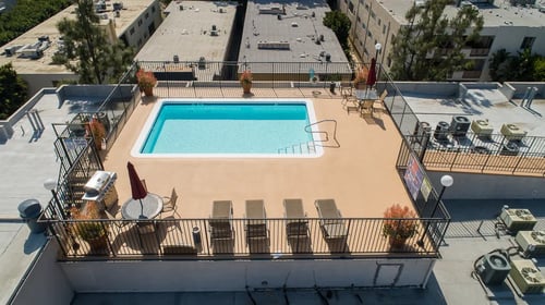 Rooftop Terrace - Aerial View at Hillside View Apartments in Los Angeles, CA 90046