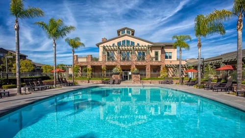 Apartment complex with pool at The Reserve at 4S Ranch, San Diego, CA