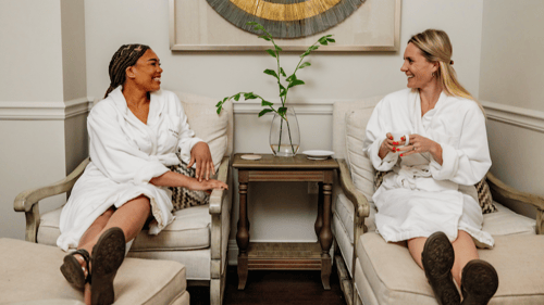two women enjoying a spa day at the woodhouse spa, friendly staff, best massage