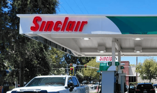 Sinclair gas station fueling island