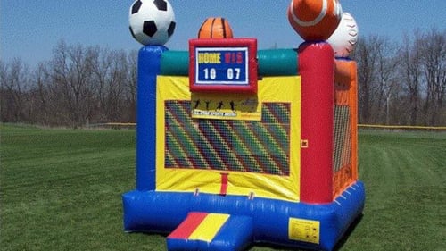 sports themed bounce house