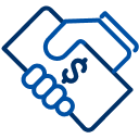 Hand holding money icon.