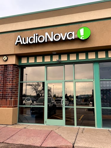 Exterior photo of the AudioNova hearing clinic building in Batavia, IL