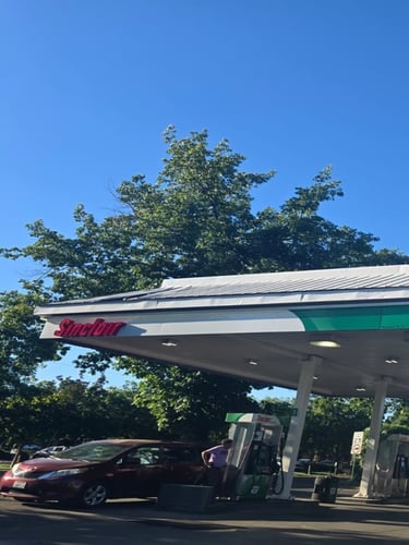 Sinclair gas station fueling island