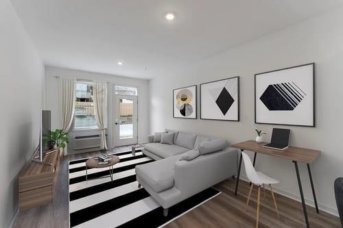 Modern living room with TV at 829 Garfield, Jersey City