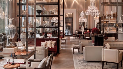 Interior of the Grand Salon at Baccarat Hotel.
