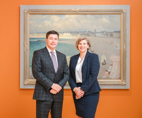 Andrew & Michelle standing in front of a painting @ The Beaverbrook Art Gallery
